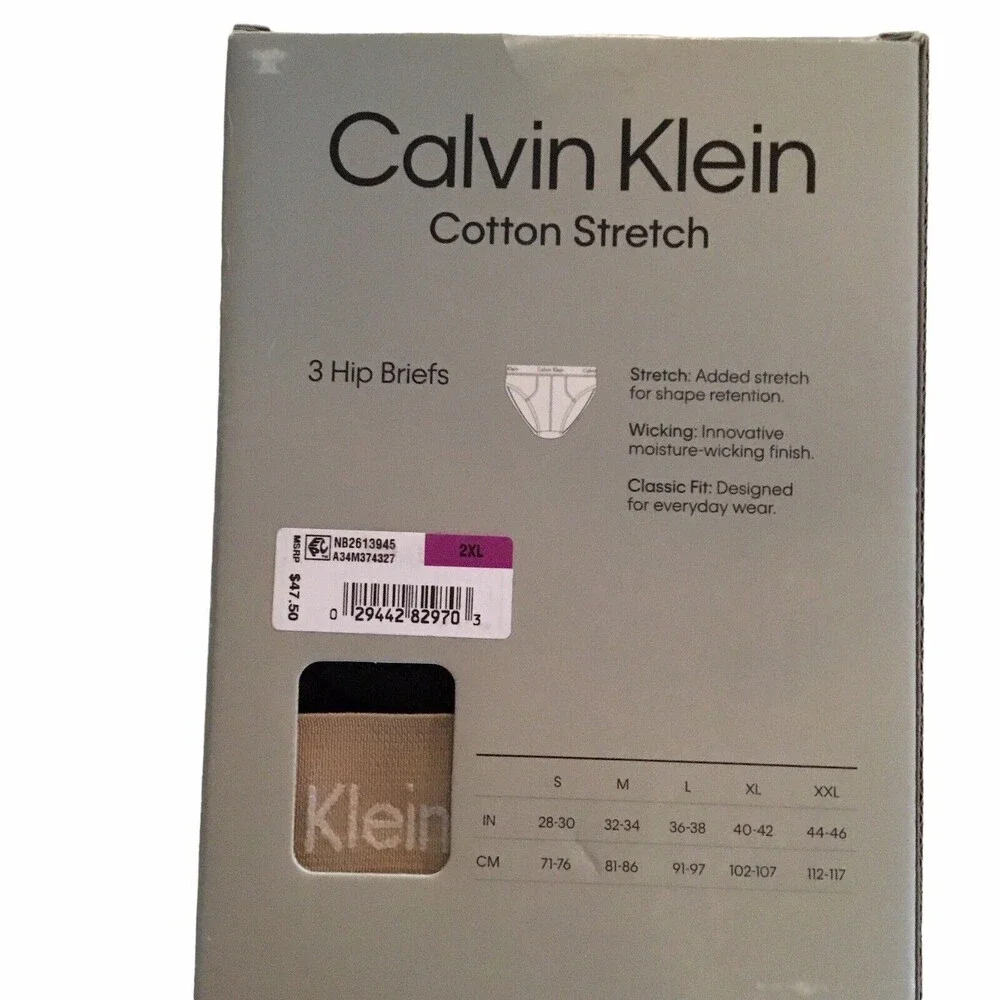 Calvin Klein CK Cotton Classic Fit 3 Pack Hip Brief Men's Size XXL NEW